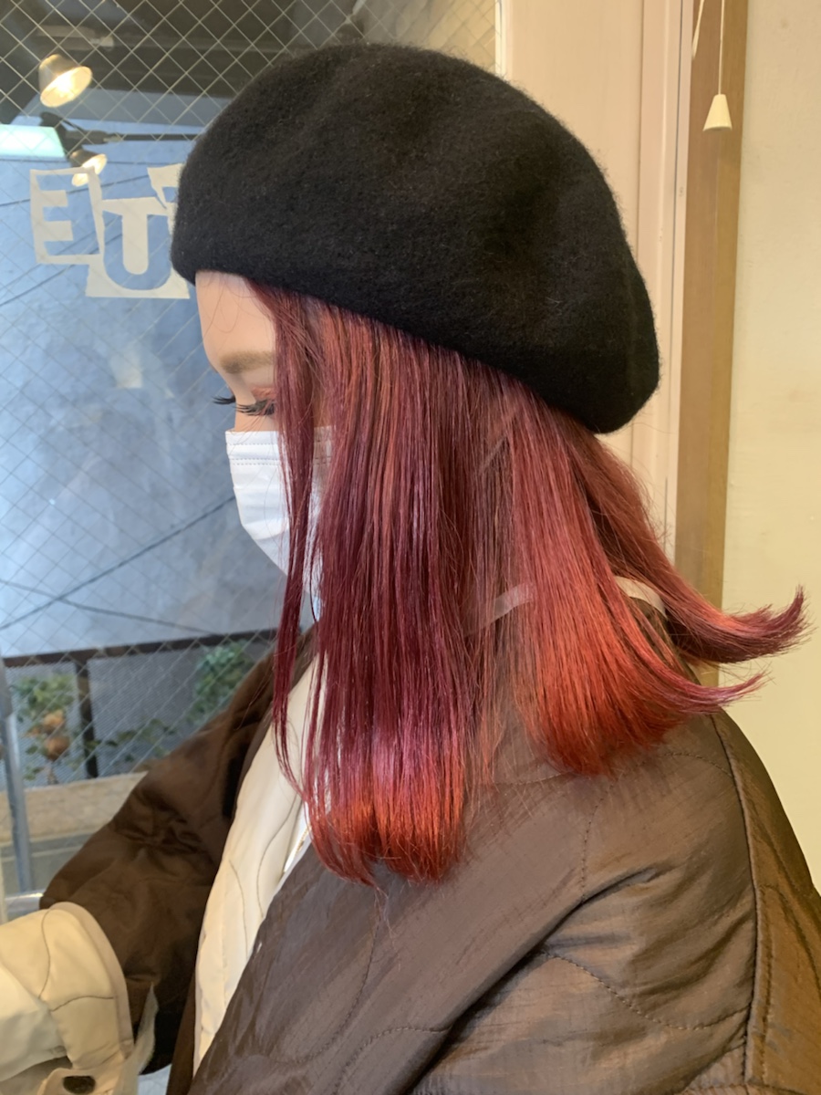冬の派髪コーラルピンク